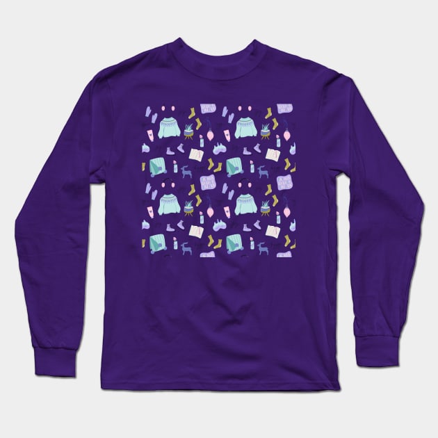 Hygge Winter pattern Long Sleeve T-Shirt by DanielK